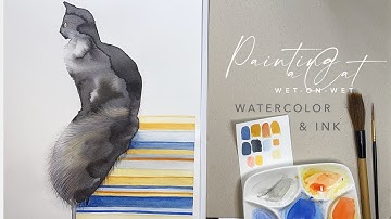 Inky Magic: Mastering the Wet-On-Wet Watercolor Technique in Black Cat Painting