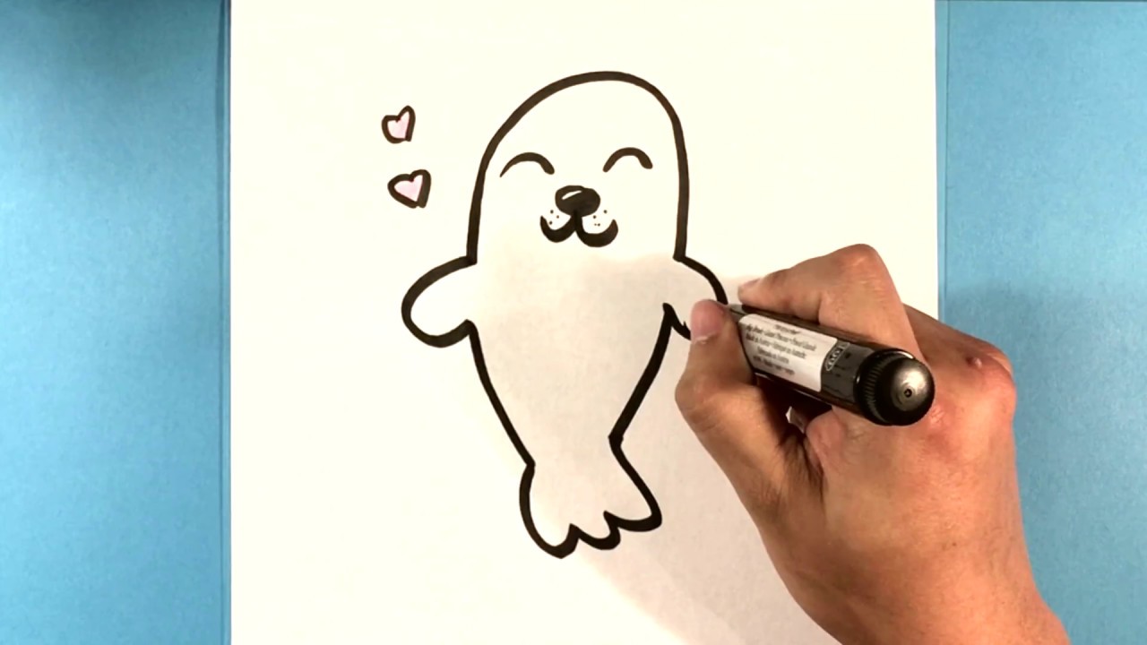 How To Draw Cute Seal Cute Animals To Draw Youtube