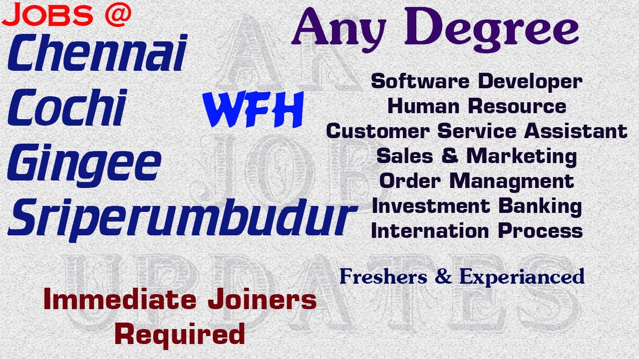 Jobs in Chennai, Sriperumbudur, Gingee, Cochi l Work From Home l Wipro