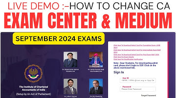 live Demo :- How to Change CA Exam Center & Medium September 2024 Exams