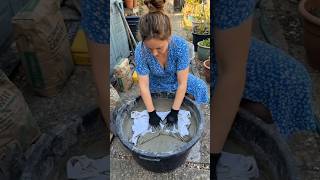 DIY Sky Blue Cement Cloth Planter 🌹 | Easy Dracaena Garden Makeover #aitimex #diycement