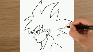 How to draw Son Goku in profile step by step easily