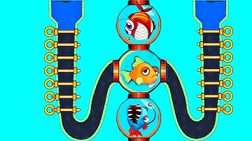 save the fish gameplay walkthrough above and beyond || fishdom || pull the pin ||