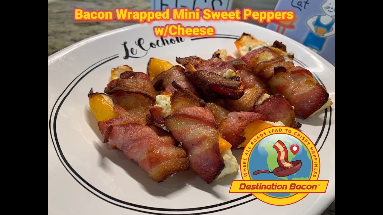 Bacon Wrapped Sweet Mini Peppers with Cheese!
