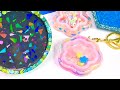 Holographic Resin Coasters from holographic silicone molds- shaker charms- Tutorial