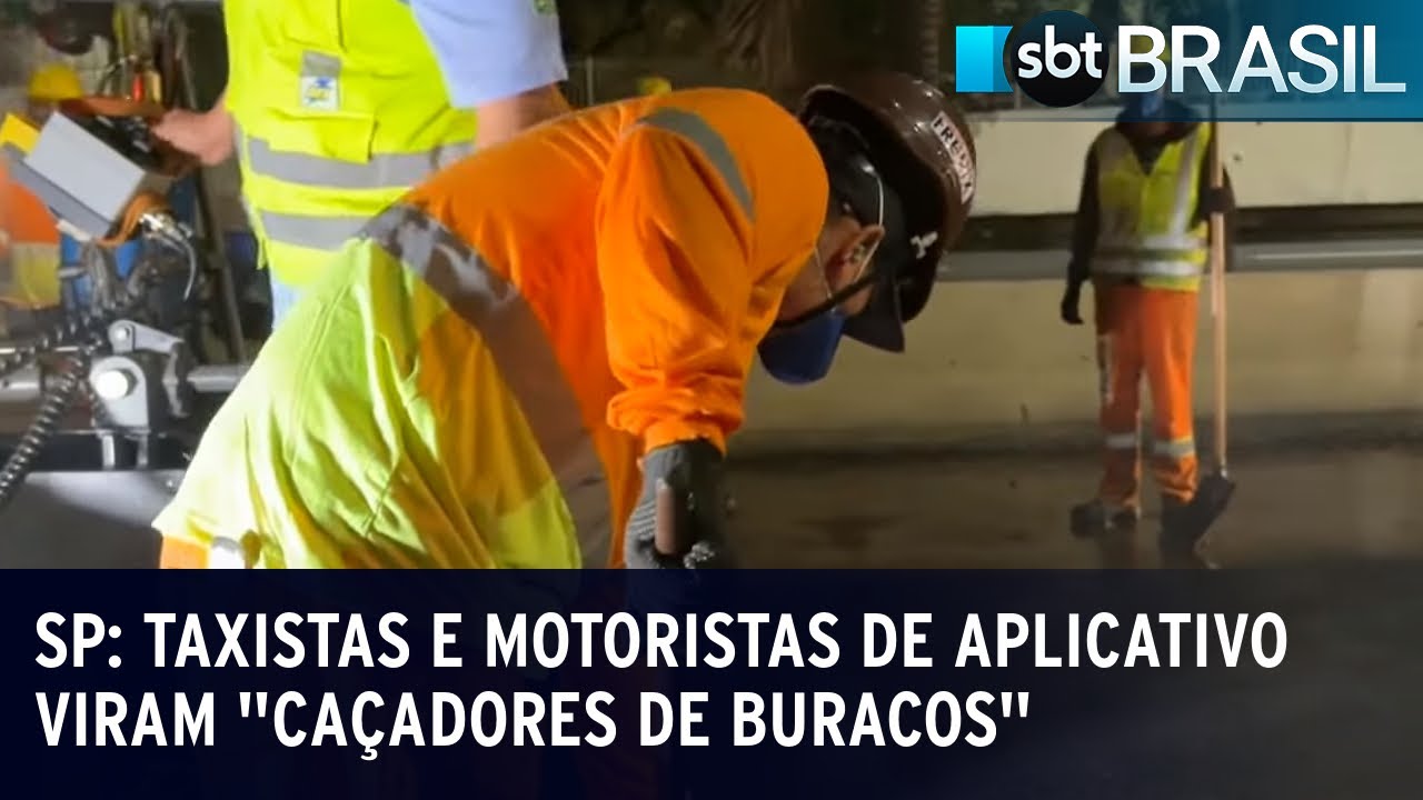 Taxistas e motoristas de aplicativo viram “caçadores de buracos” em São Paulo | SBT Brasil (09/09/23