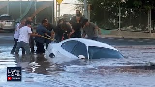 Bystanders, Firefighters Rescue Woman Before Sinkhole Swallows Her Car in Texas