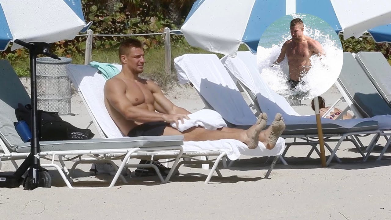 Rob Gronkowski Sunbathes in Miami Beach