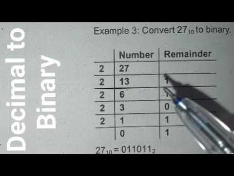 Convert Decimal to Binary, Convert 27 Decimal to Binary - YouTube
