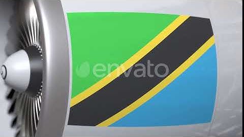 National Flag of Tanzania on Airplane Tourbine | Motion Graphics - Envato elements