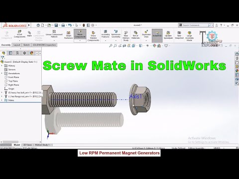 How to apply Screw Mate in SolidWorks to Assemble Nut and Bolt
