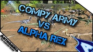200 Compys Vs Alpha Rex Ark Survival Evolved Compy Army Vs Alpha Rex & T-Rex