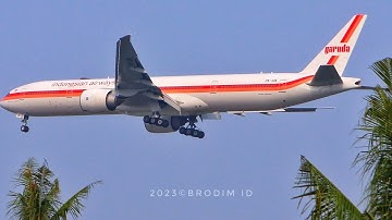 Garuda Indonesia Retro Livery Boeing 777-300ER Landing Runway 07R Soekarno Hatta Airport Jakarta