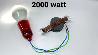 How to make free energy generator with magnet and copper wire | led light lamp science project