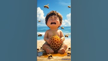Cute baby was attacked by millions of bees and saved by monkey 😭 #ai #baby #monkey