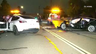 Tesla vs Tesla Head On Crash