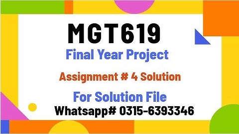 MGT619 Assignment 4 solution 2024 Final project mgt619 #mgt619 #vu #vufinalproject #project