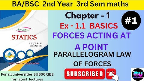 Ex 1.1 Statics BA/BSC 2nd Year | Parallelogram Law Of Forces| Forces Acting At A Point BSC 2nd Year|