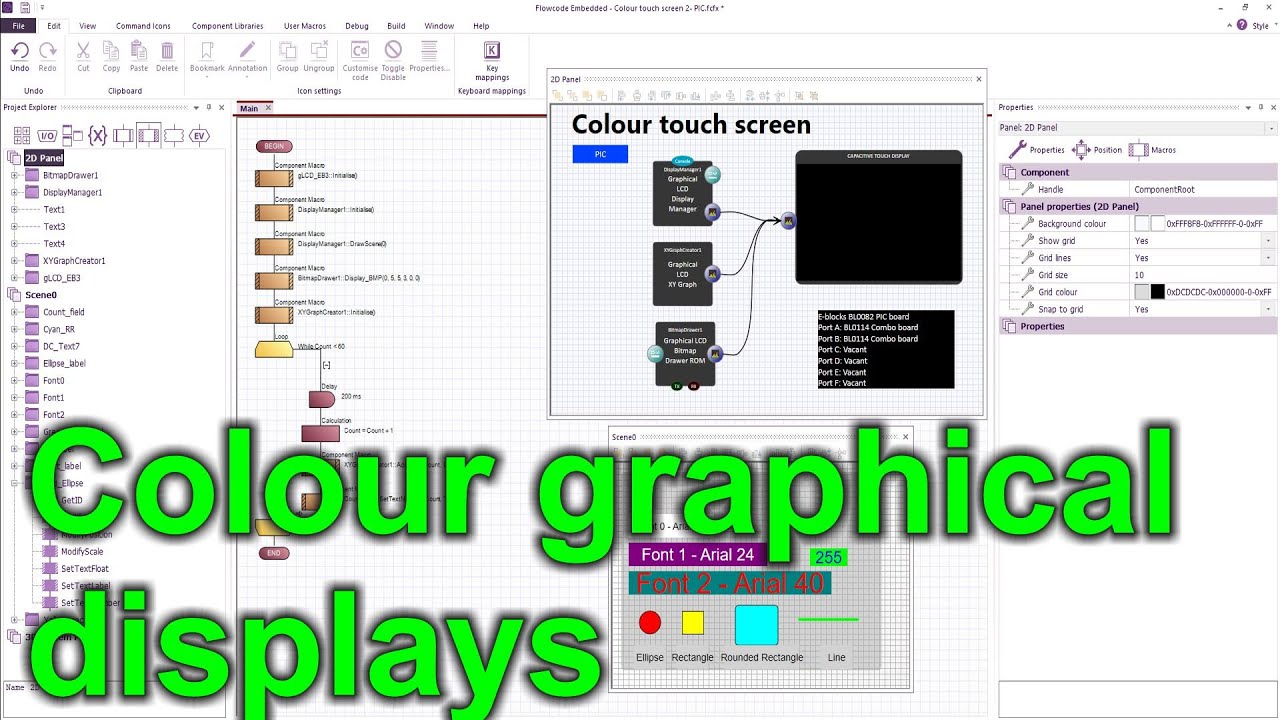7c - colour graphical displays (E-blocks 3 and Flowcode v11) - YouTube