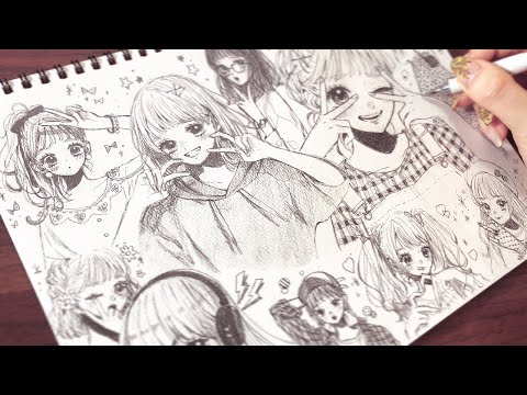 アナログ 2万人記念 ピースな女の子1ページいっぱいに描いてみた Thanks To 000 Subscribers メイキング Youtube