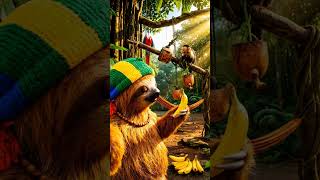 Sloth vlogs a wild banana launch! #SlothLife #JungleVlog #Viral
