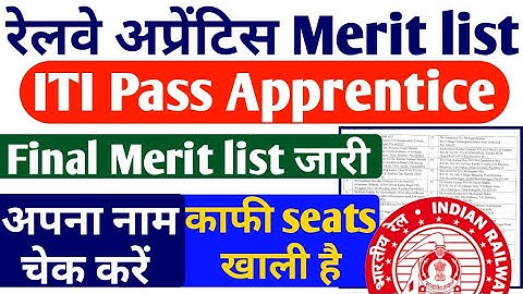 Railway Apprentice Final Merit list 2022 जारी, PLW ITI Railway Apprentice Merit list PDF Download