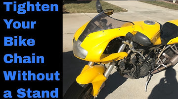 How to tighten a motorcycle chain without a stand on my ducati 900ss