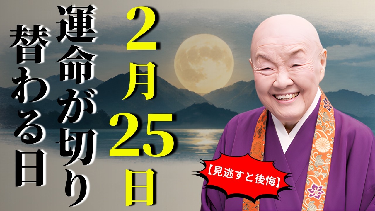 【見逃すと後悔】2月25日 金運と方位が動く「運命の日」2026｜この日をどう生きるかで流れが変わる | 瀬戸内寂聴｜開運