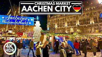 🎄 2024 Aachen Wonderful Christmas Markets Tour, Germany Christmas Lights Walk in 4K HDR