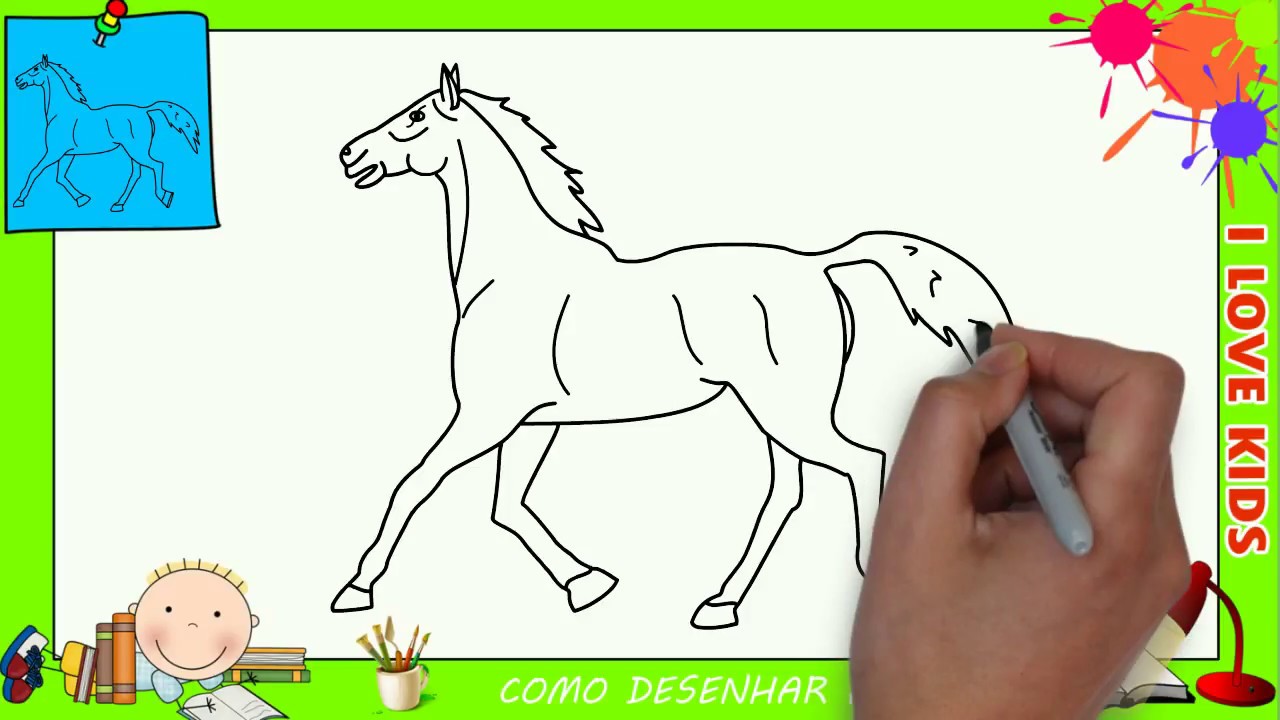 Como desenhar um cavalo FACIL passo a passo para crianças e iniciantes 3 