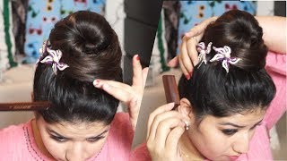 simple easy new high bun, पतले बालों के लिए भी /Quick easy beautiful high bun / juda hairstyles