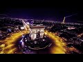 Arc De Triomphe , Paris , France - Night time drone footage