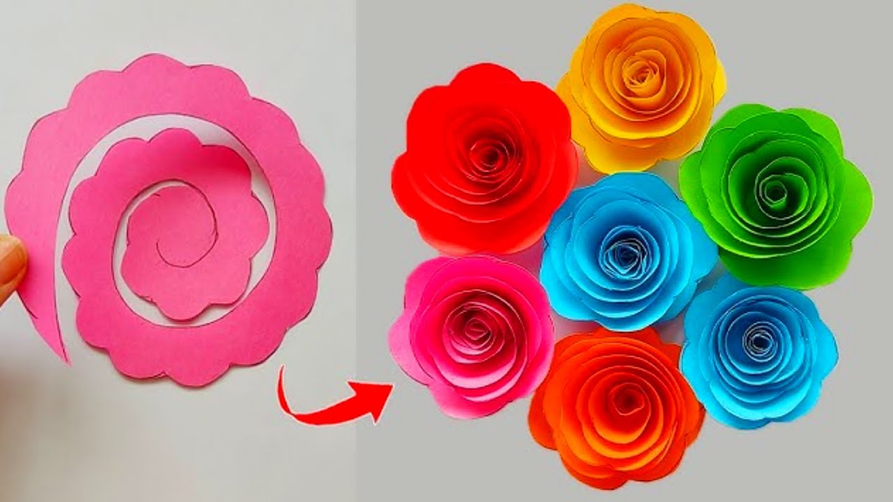 Easy and Beautiful paper Rose making 🌹/ How to make rose flower/ paper rose flower 