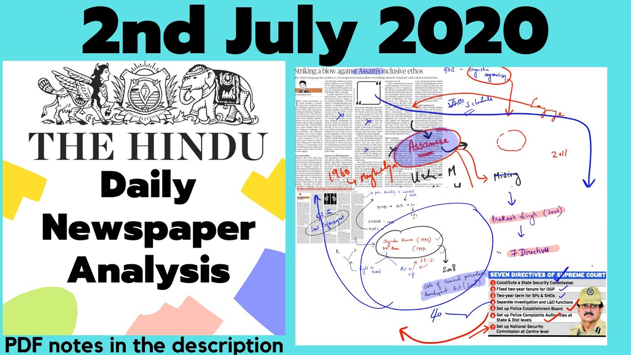 The Hindu Newspaper Analysis 2 July 2020 | UPSC CURRENT AFFAIRS | - YouTube