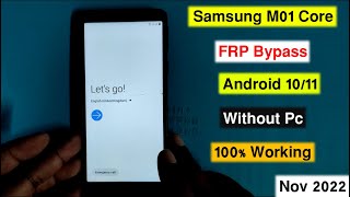 Samsung Galaxy M01 Core Frp Bypass Android 10 | Samsung M013F FRP/Gmail Remove Without Pc New Method