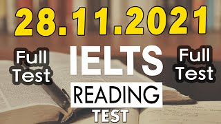 IELTS READING PRACTICE TEST 2021 WITH ANSWERS | 28.11.2021