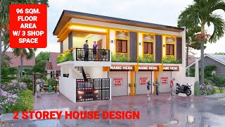 SIMPLE HOUSE DESIGN IDEA | TWO STOREY WITH 3 COMMERCIAL SPACE | By: junliray creations