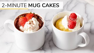 2-MINUTE CHOCOLATE + VANILLA MUG CAKE RECIPES | gluten-free, keto and paleo