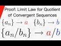 Proof: Limit Law for Quotient of Convergent Sequences | Real Analysis