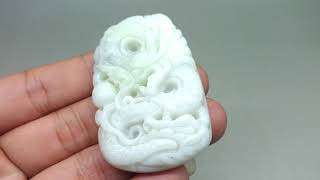 KERISTOSANAJI :Liontin Giok Putih Naga Salju Asli (kode : 166)