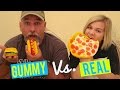 GUMMY FOOD vs REAL FOOD CHALLENGE! W/ MY DAD!