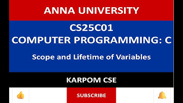 Anna University Reg -2025 | CS25C01 | Scope & Lifetime of Variables
