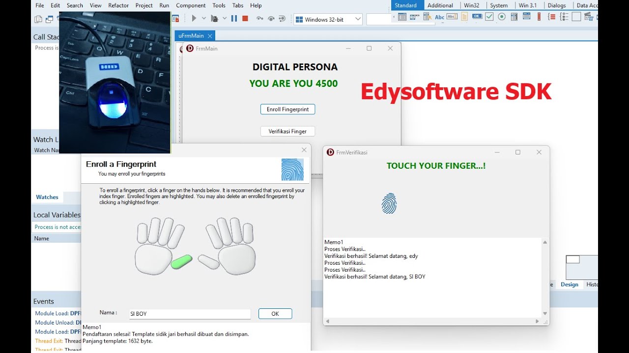 FINGERPRINT DIGITALPERSONA UAREU4500 SDK DELPHI