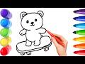 How To Draw cute teddy bear Drawing, Painting &amp; Coloring For Kids and Toddlers_ Child Art 🐋🌈🎨
