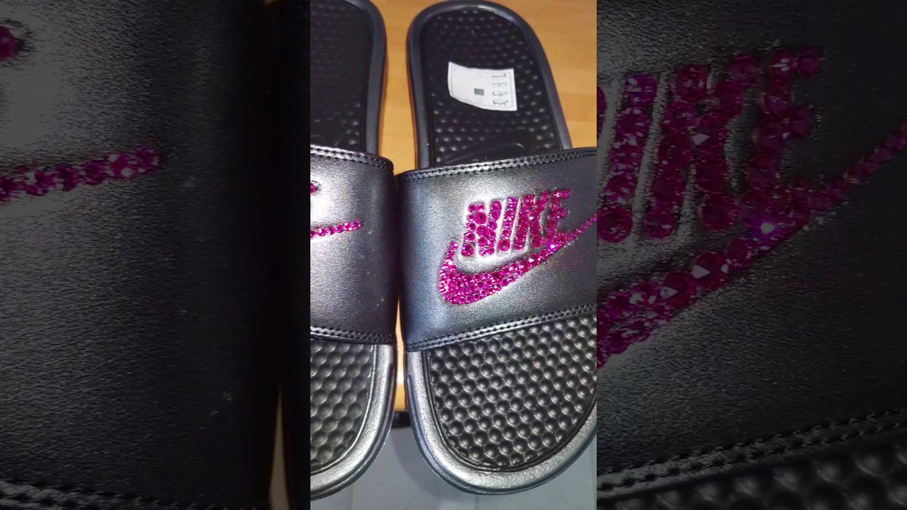 Nike Benassi Slippers with Genuine Swarovski Crystals