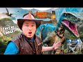 THE DINOSAURS HAVE ESCAPED Jurassic World Box Fort RESORT! Real Dinosaurs 🦖