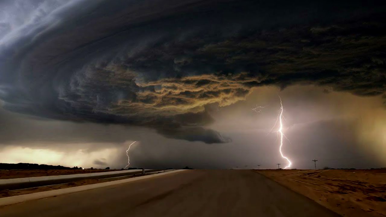 Huge Dark Clouds Over Southern Saudi Arabia With Thunder Storm, Jazan