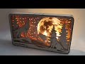 Multilayered wood sculptures with glowing moon light box from plywood assembly manual led decor