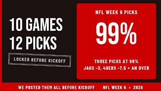 NFL Week 6 Picks 2026 — 12 Best Bets, Locked Before Kickoff