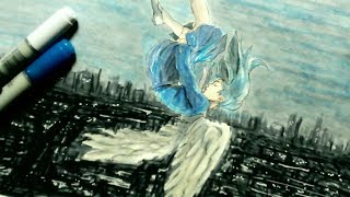 コピック 女の子描いてみた 空から降ってきた 天使イラスト Youtube